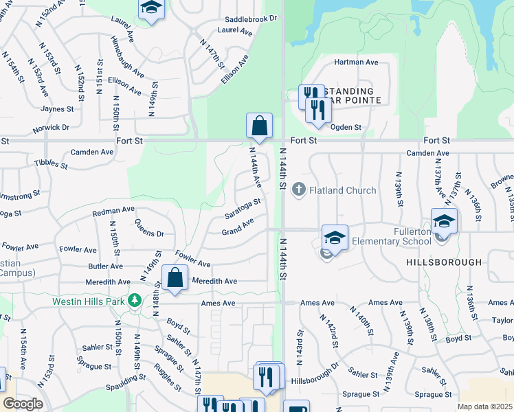 map of restaurants, bars, coffee shops, grocery stores, and more near 14478 Saratoga Street in Omaha