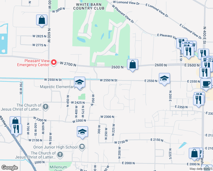 map of restaurants, bars, coffee shops, grocery stores, and more near 2517 North Dorchester Avenue in Harrisville