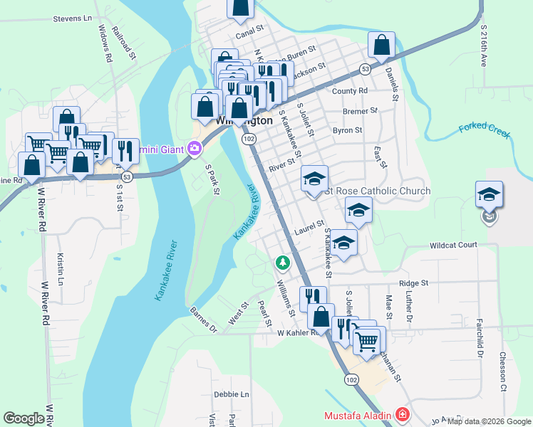 map of restaurants, bars, coffee shops, grocery stores, and more near 510 South Water Street in Wilmington