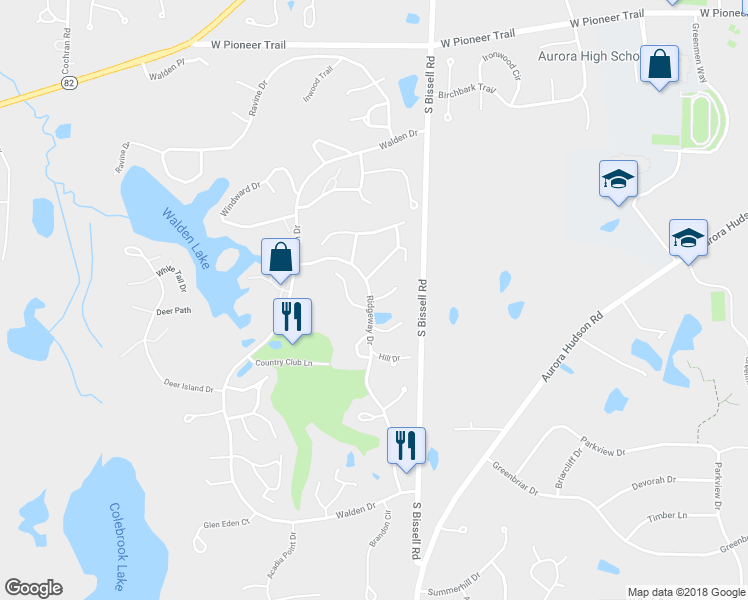 map of restaurants, bars, coffee shops, grocery stores, and more near 420 Willow Circle in Aurora