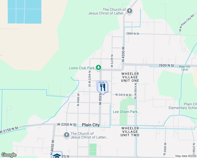 map of restaurants, bars, coffee shops, grocery stores, and more near 2517 North 4350 West in Ogden