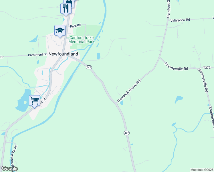 map of restaurants, bars, coffee shops, grocery stores, and more near 146 Pennsylvania 447 in Newfoundland