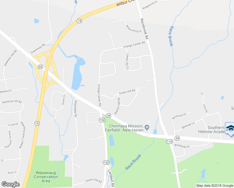 map of restaurants, bars, coffee shops, grocery stores, and more near 90 Green Hill Road in Orange