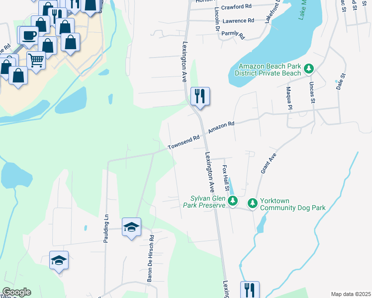 map of restaurants, bars, coffee shops, grocery stores, and more near 19 Townsend Road in Crompond