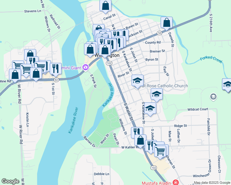 map of restaurants, bars, coffee shops, grocery stores, and more near 510 South Water Street in Wilmington