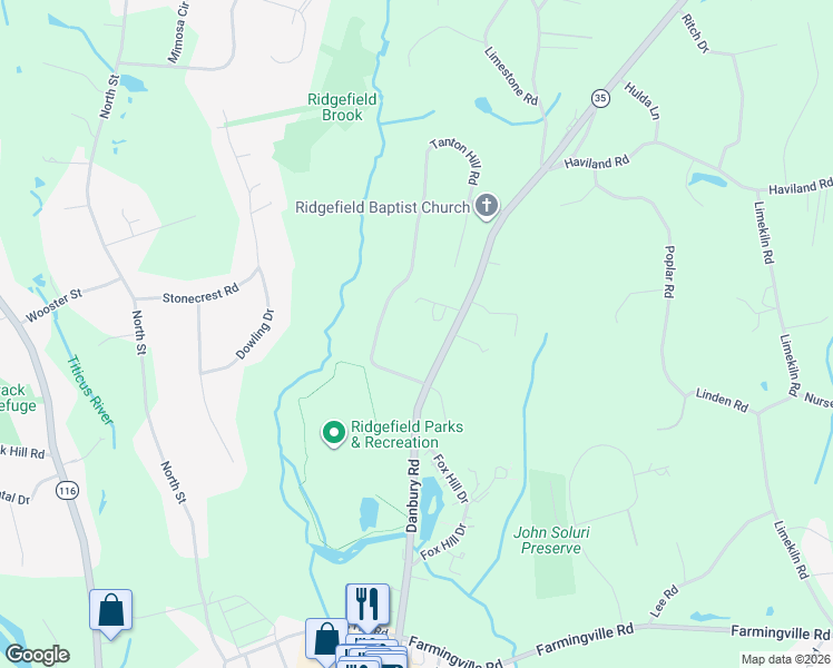 map of restaurants, bars, coffee shops, grocery stores, and more near 273 Danbury Road in Ridgefield