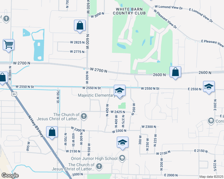 map of restaurants, bars, coffee shops, grocery stores, and more near 2546 North 450 West in Ogden
