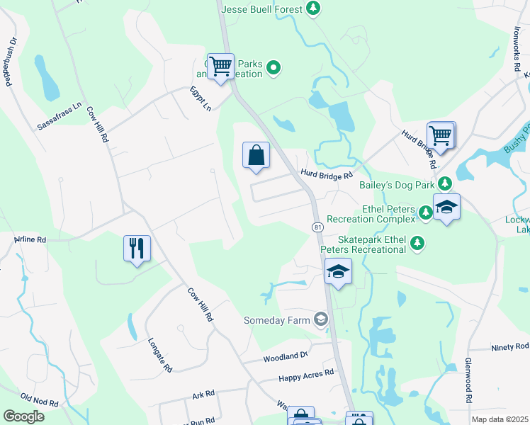 map of restaurants, bars, coffee shops, grocery stores, and more near 14 Oakwood Lane in Clinton