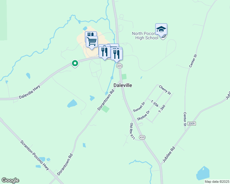 map of restaurants, bars, coffee shops, grocery stores, and more near Dorantown Road in Gouldsboro