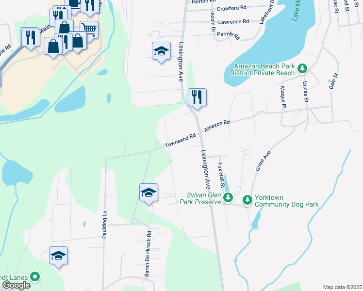 map of restaurants, bars, coffee shops, grocery stores, and more near 19 Townsend Road in Crompond