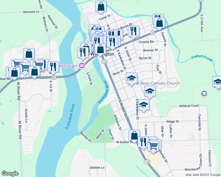 map of restaurants, bars, coffee shops, grocery stores, and more near 510 South Water Street in Wilmington