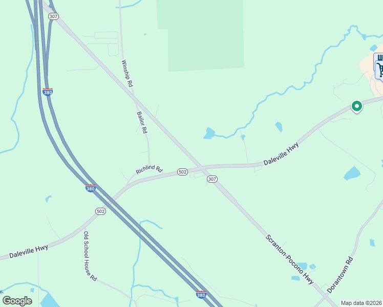 map of restaurants, bars, coffee shops, grocery stores, and more near 360 Pennsylvania 307 in Lackawanna County