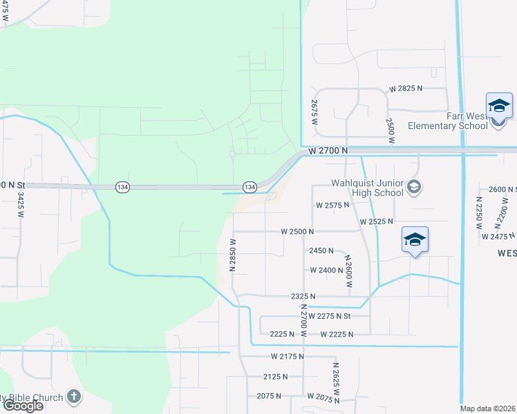map of restaurants, bars, coffee shops, grocery stores, and more near 2832 West 2550 North in Plain City