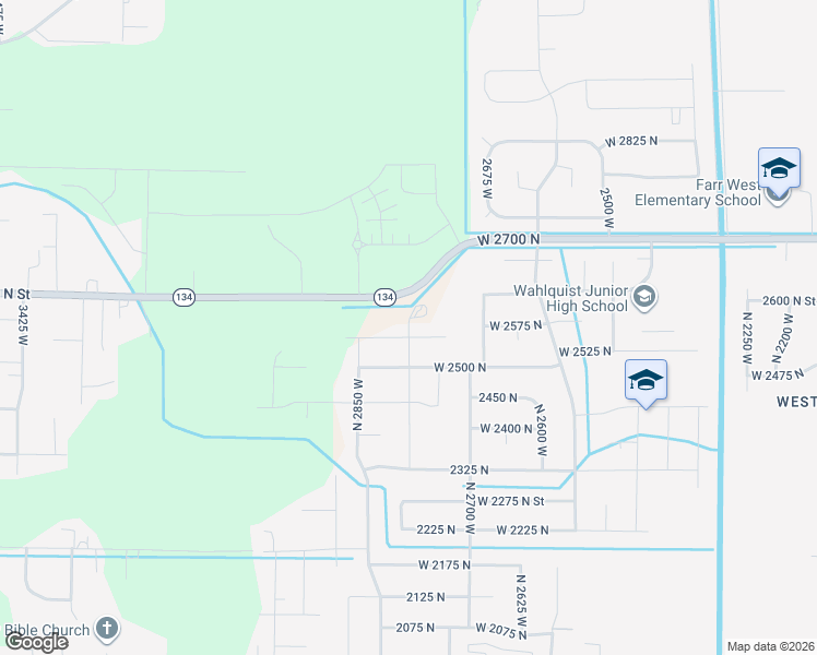 map of restaurants, bars, coffee shops, grocery stores, and more near 2806 West 2500 North in Ogden