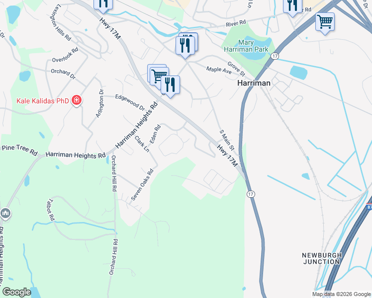 map of restaurants, bars, coffee shops, grocery stores, and more near 12 Summit Avenue in Harriman