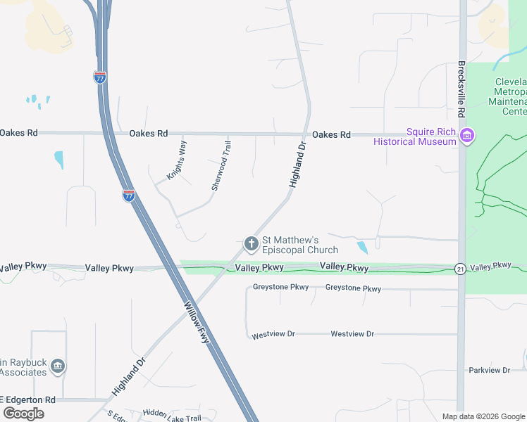 map of restaurants, bars, coffee shops, grocery stores, and more near 9482 Highland Drive in Brecksville