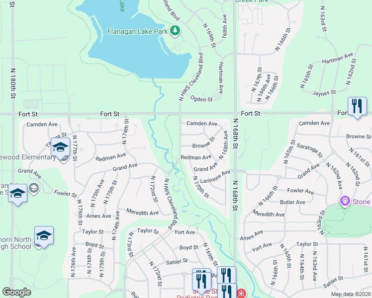 map of restaurants, bars, coffee shops, grocery stores, and more near 16939 Browne Street in Omaha