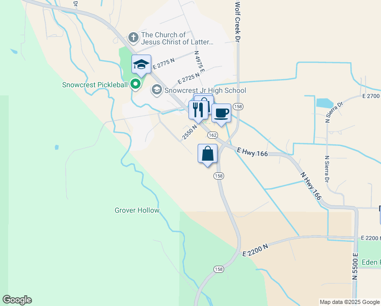 map of restaurants, bars, coffee shops, grocery stores, and more near North Valley Junction Drive in Eden