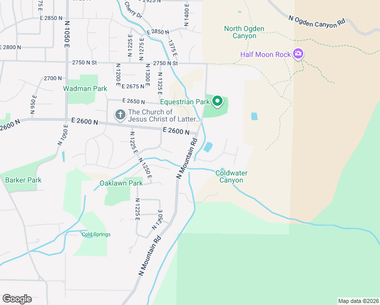 map of restaurants, bars, coffee shops, grocery stores, and more near 2515 North Mountain Road in Ogden