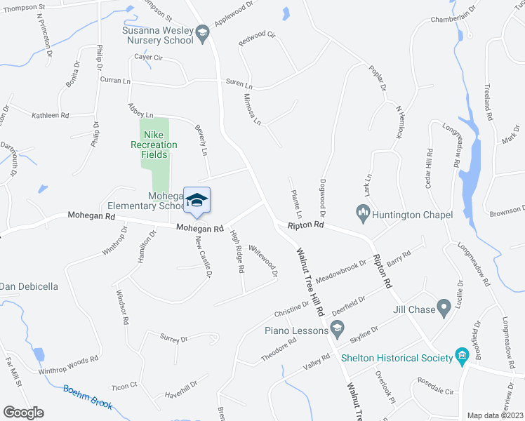 map of restaurants, bars, coffee shops, grocery stores, and more near 230 Walnut Tree Hill Road in Shelton