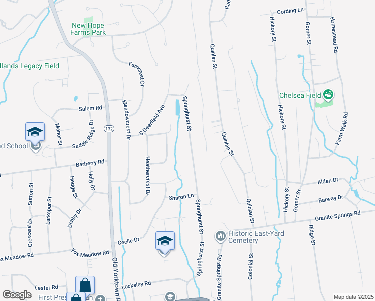 map of restaurants, bars, coffee shops, grocery stores, and more near 2865 Springhurst Street in Yorktown Heights