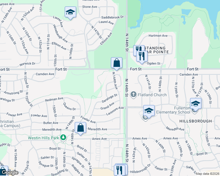 map of restaurants, bars, coffee shops, grocery stores, and more near 14478 Saratoga Street in Omaha