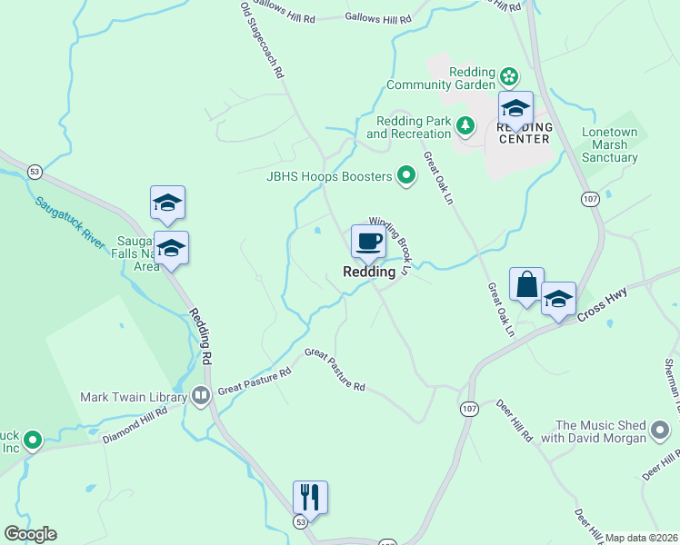 map of restaurants, bars, coffee shops, grocery stores, and more near 20 Beauiles Lane in Redding