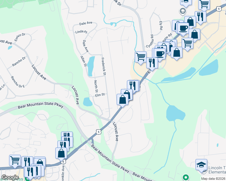 map of restaurants, bars, coffee shops, grocery stores, and more near 133 Frederick Street in Cortlandt