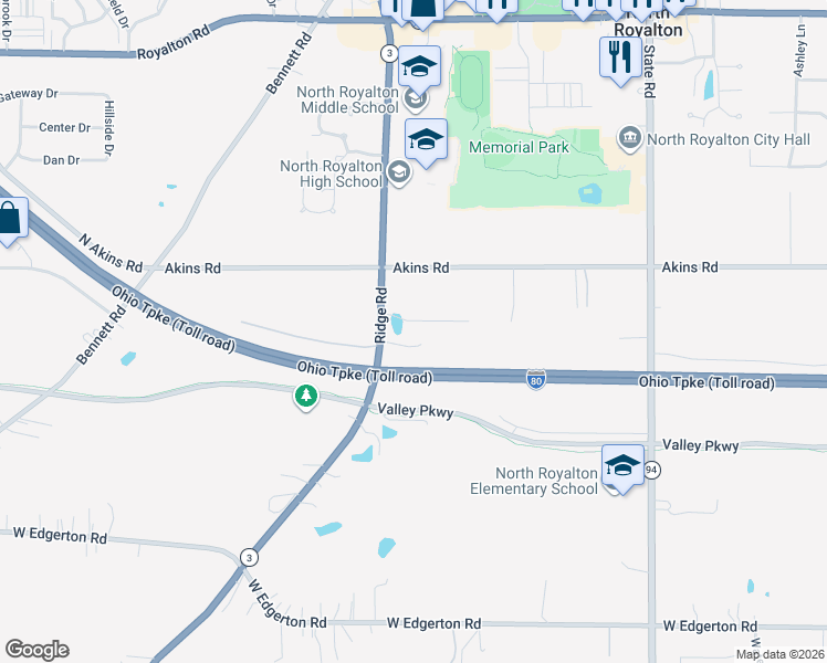 map of restaurants, bars, coffee shops, grocery stores, and more near 6689 Willow Lake Drive in North Royalton