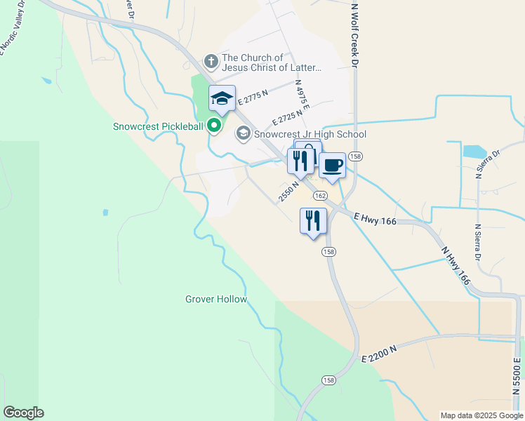 map of restaurants, bars, coffee shops, grocery stores, and more near 2547 Valley Junction Drive in Eden