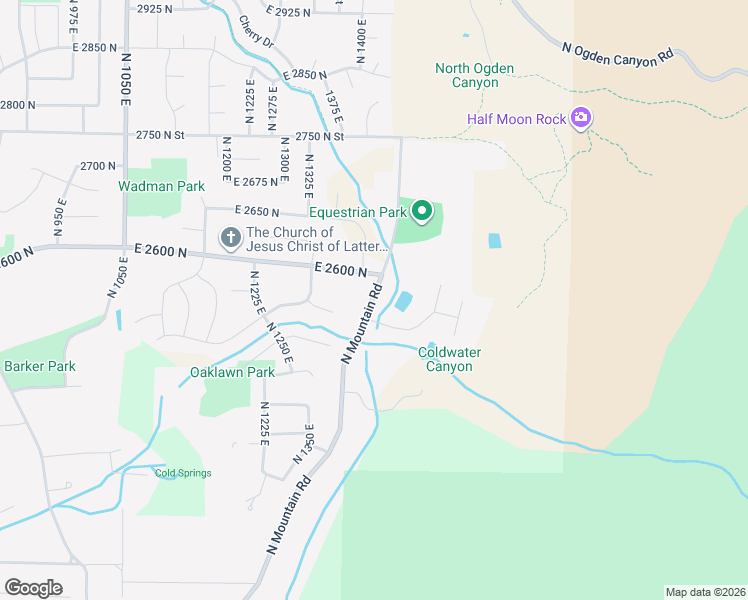 map of restaurants, bars, coffee shops, grocery stores, and more near 2515 North Mountain Road in Ogden
