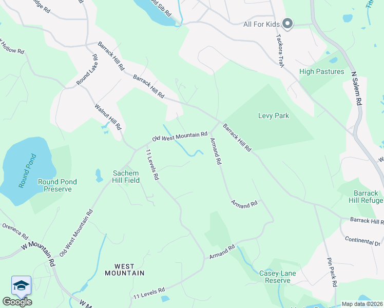 map of restaurants, bars, coffee shops, grocery stores, and more near 27 Old West Mountain Road in Ridgefield
