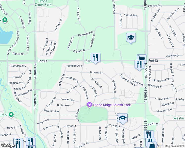 map of restaurants, bars, coffee shops, grocery stores, and more near 5115 North 161st Avenue Circle in Omaha