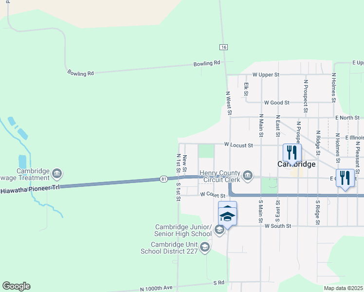 map of restaurants, bars, coffee shops, grocery stores, and more near 606 West Locust Street in Cambridge