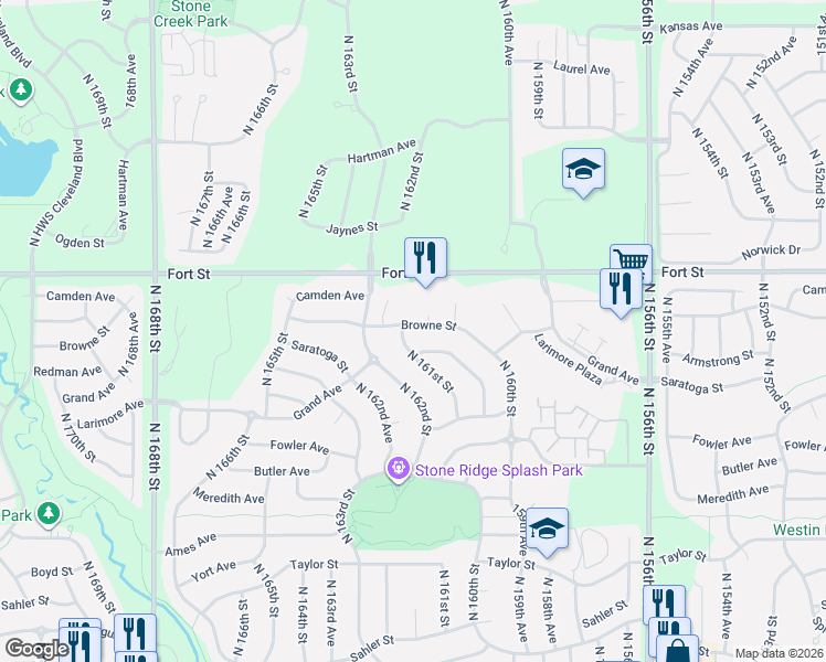 map of restaurants, bars, coffee shops, grocery stores, and more near 5115 North 161st Avenue Circle in Omaha