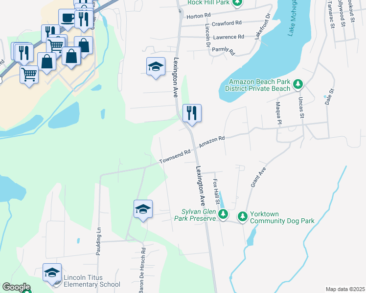 map of restaurants, bars, coffee shops, grocery stores, and more near 10 Townsend Road in Mohegan Lake