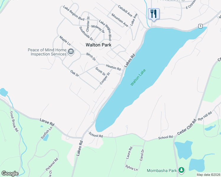 map of restaurants, bars, coffee shops, grocery stores, and more near 554 Lakes Road in Monroe