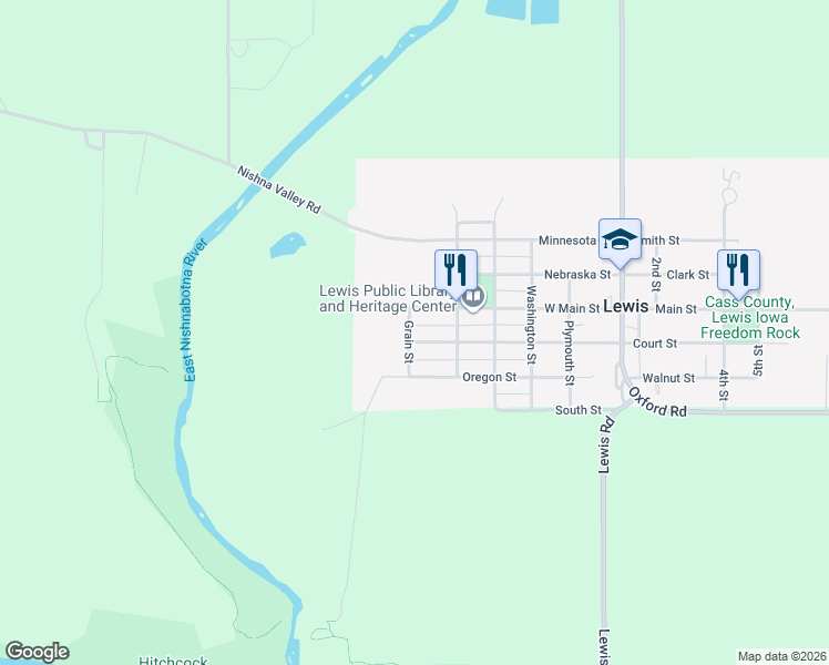 map of restaurants, bars, coffee shops, grocery stores, and more near 512 West Main Street in Lewis