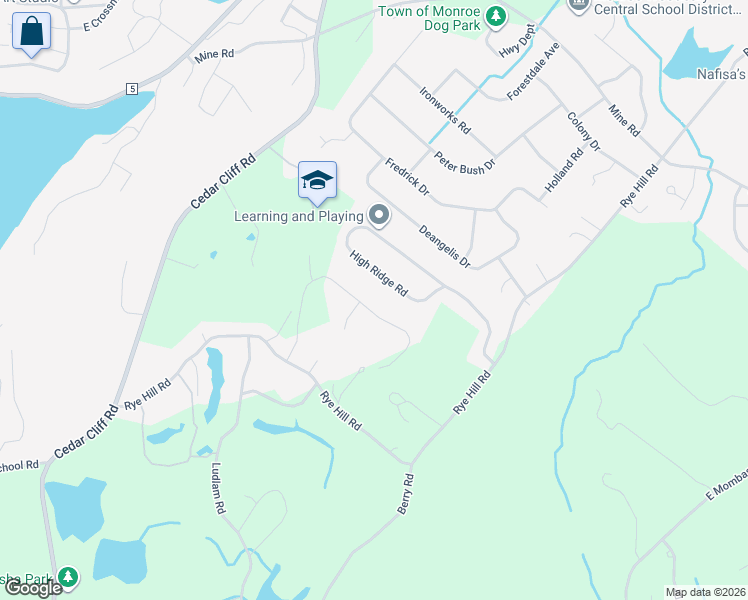 map of restaurants, bars, coffee shops, grocery stores, and more near 63 High Ridge Road in Monroe