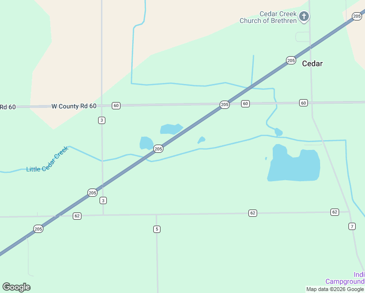 map of restaurants, bars, coffee shops, grocery stores, and more near 6141 Indiana 205 in Garrett