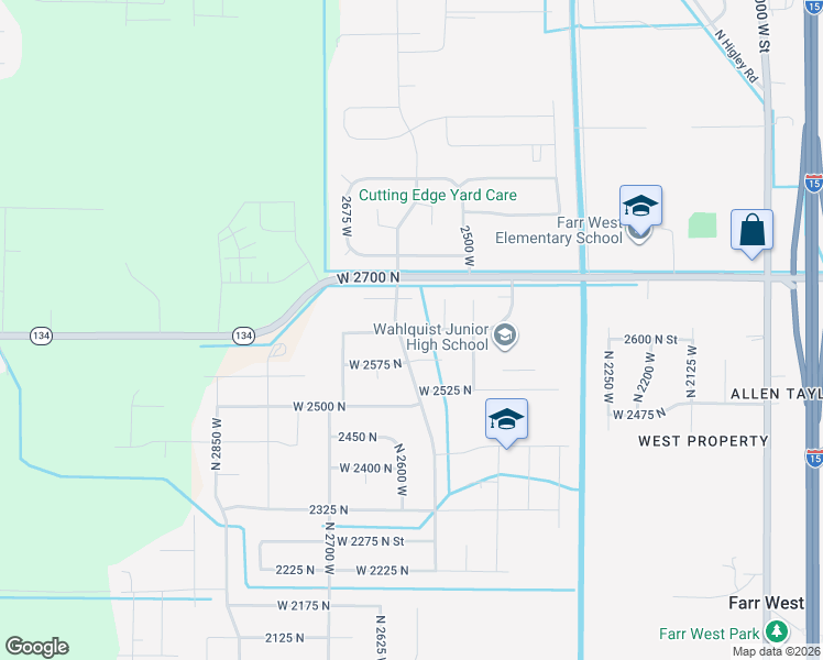 map of restaurants, bars, coffee shops, grocery stores, and more near 2553 West 2625 North in Farr West