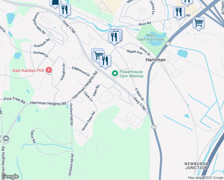 map of restaurants, bars, coffee shops, grocery stores, and more near 1 Heritage Drive in Harriman