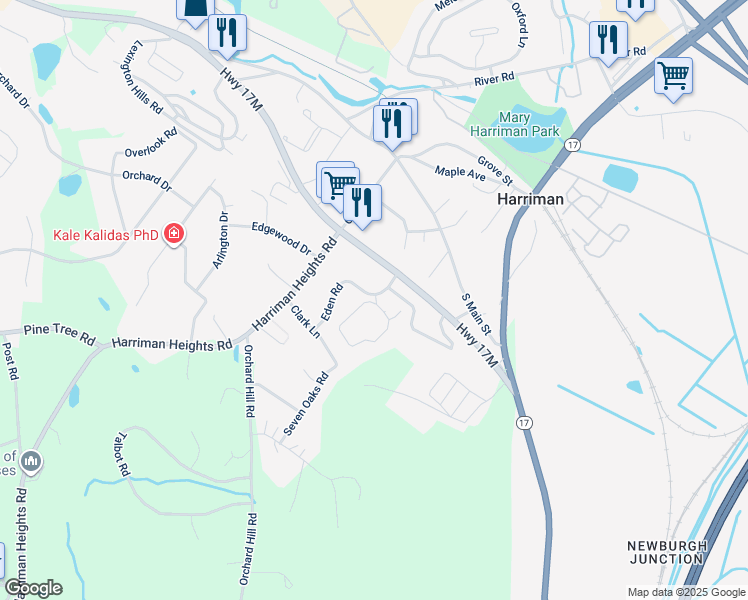 map of restaurants, bars, coffee shops, grocery stores, and more near 8 Heritage Drive in Harriman