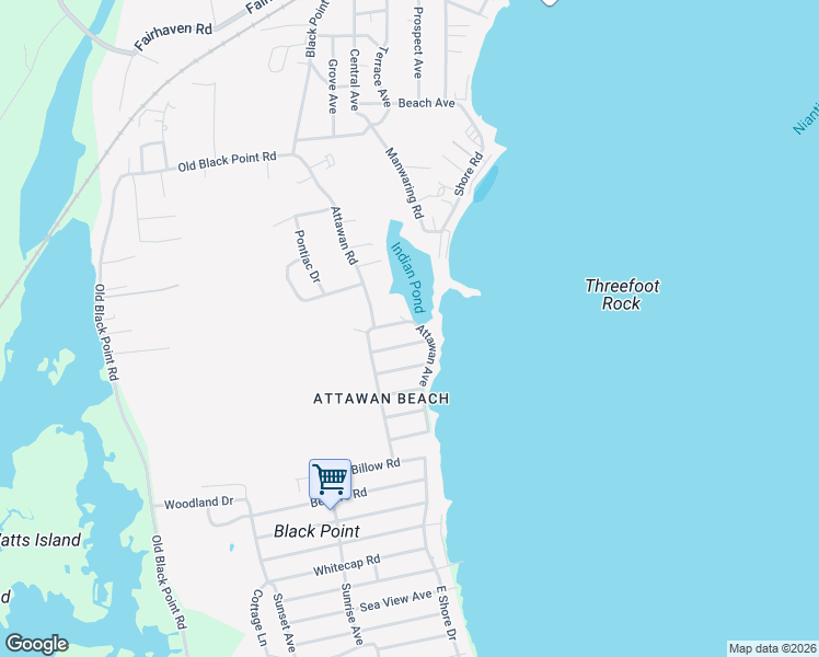 map of restaurants, bars, coffee shops, grocery stores, and more near 18 Attawan Avenue in East Lyme
