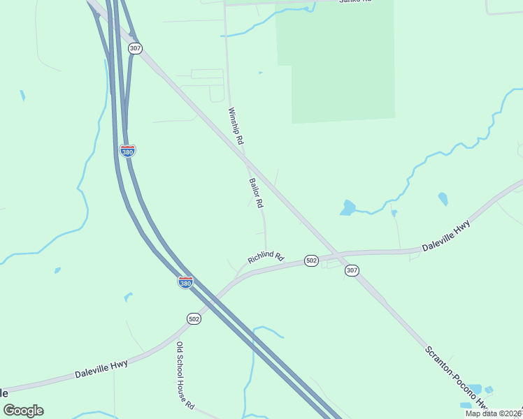 map of restaurants, bars, coffee shops, grocery stores, and more near Bailor Road in Lackawanna County
