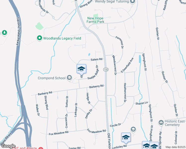 map of restaurants, bars, coffee shops, grocery stores, and more near 2911 Saddle Ridge Drive in Yorktown Heights