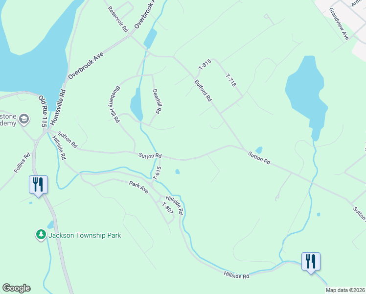 map of restaurants, bars, coffee shops, grocery stores, and more near 1800 Sutton Road in Township of Jackson