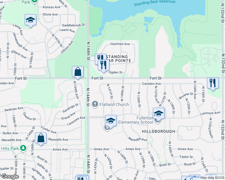 map of restaurants, bars, coffee shops, grocery stores, and more near 14010 Browne Circle in Omaha