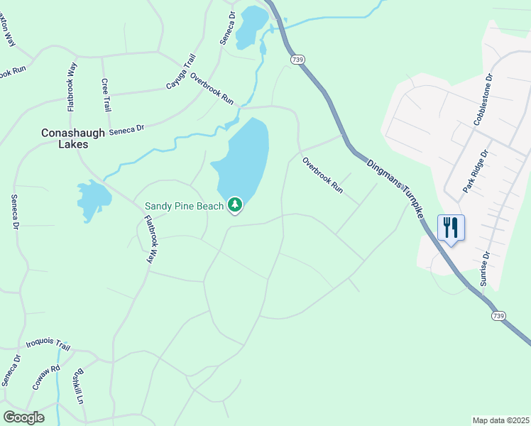 map of restaurants, bars, coffee shops, grocery stores, and more near 123 Sandy Pine Trail in Milford