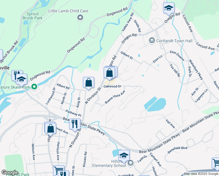 map of restaurants, bars, coffee shops, grocery stores, and more near 1 Delancy Avenue in Peekskill